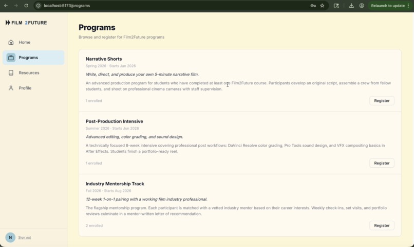 Film2Future Community Portal – screenshot 3