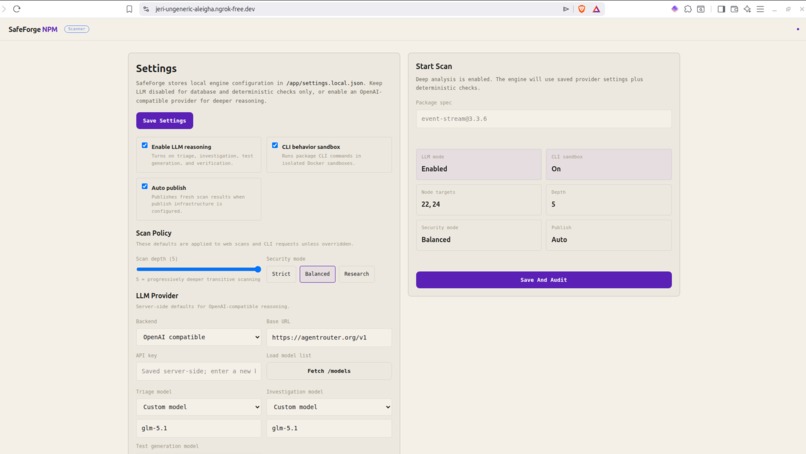 SafeForge NPM – screenshot 1