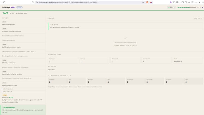 SafeForge NPM – screenshot 2