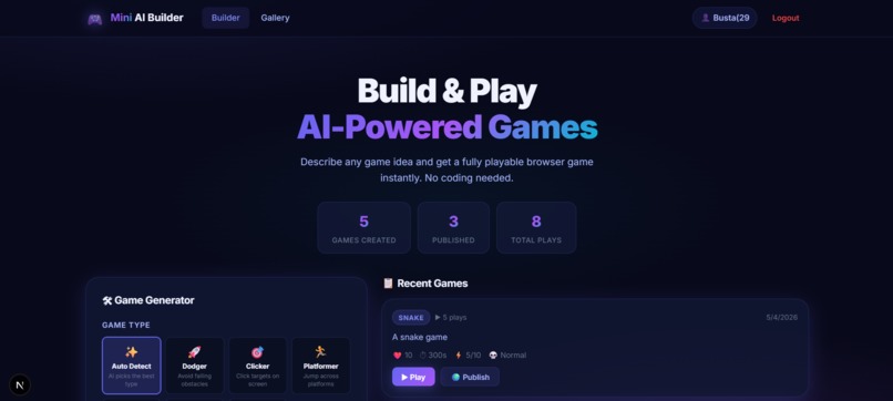 Mini Ai Game Builder – screenshot 1