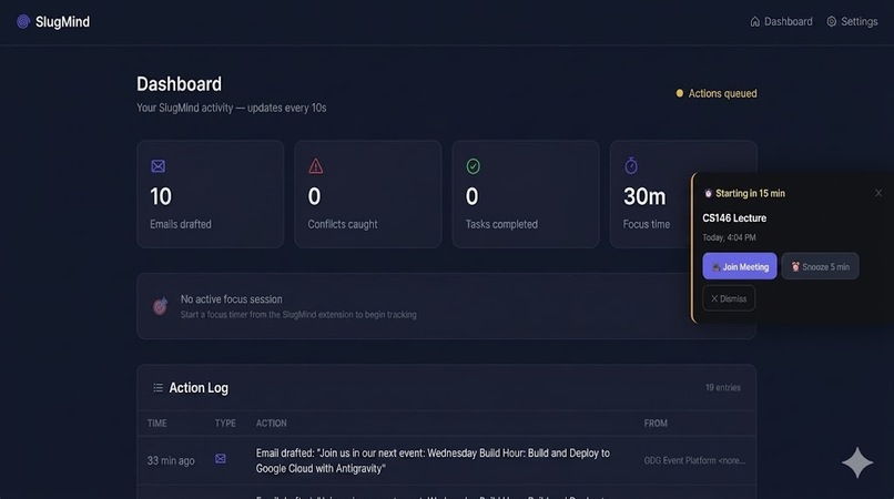 SlugMind-the ambient AI co-pilot that works while you focus – screenshot 3