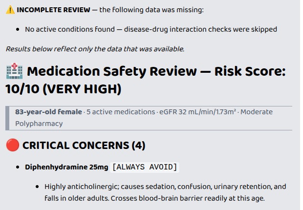 Polypharmacy Safety Checker – screenshot 2