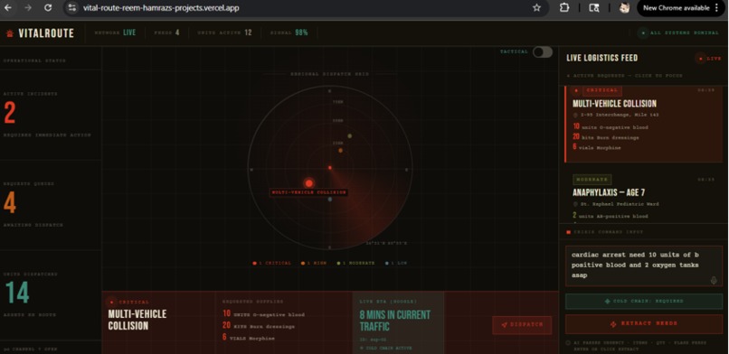 VitalRoute: An AI-driven logistics Command Center – screenshot 1