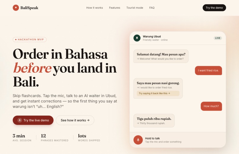 BaliSpeak – screenshot 1
