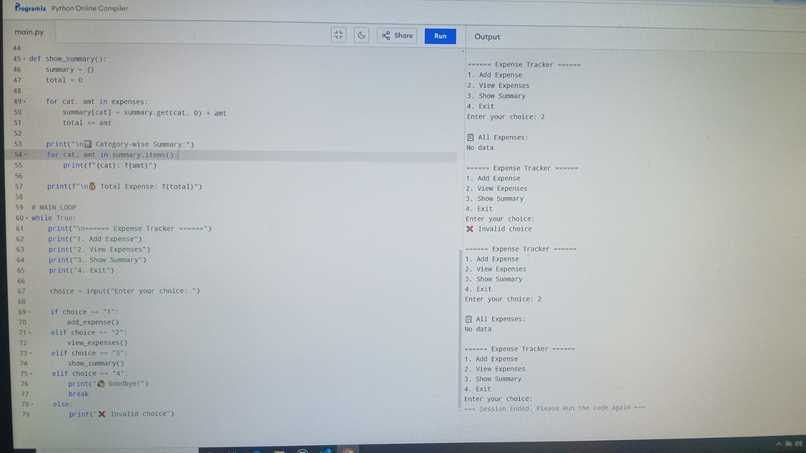 expense tracker – screenshot 1