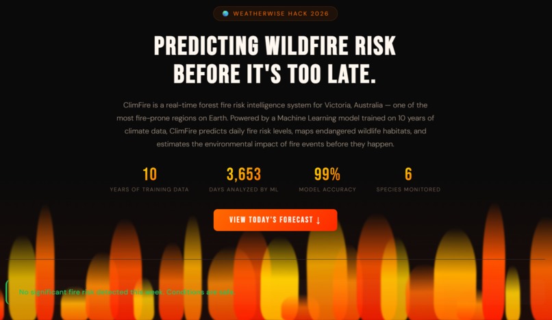 ClimFire — Forest Fire Risk Intelligence System – screenshot 1
