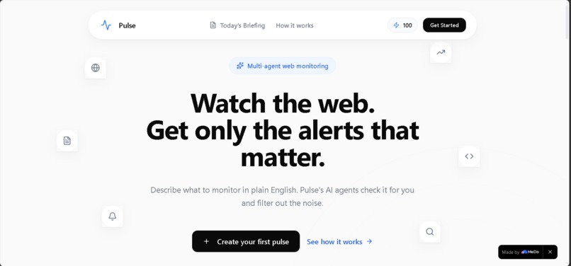 Pulse — Multi-Agent Web Monitoring on MeDo – screenshot 1