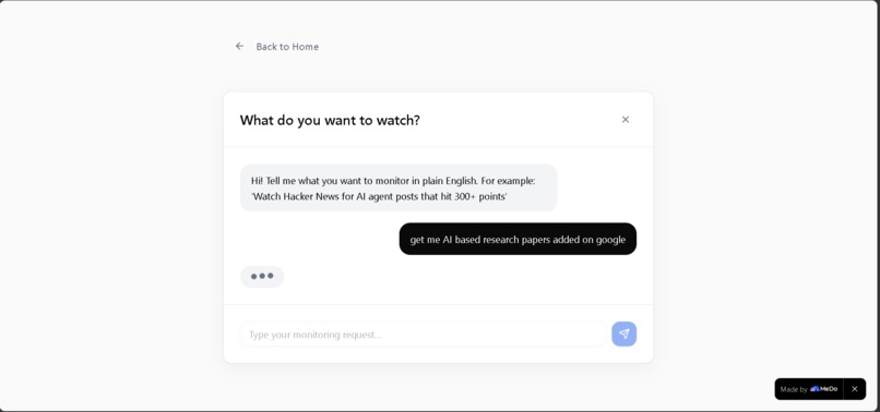 Pulse — Multi-Agent Web Monitoring on MeDo – screenshot 2