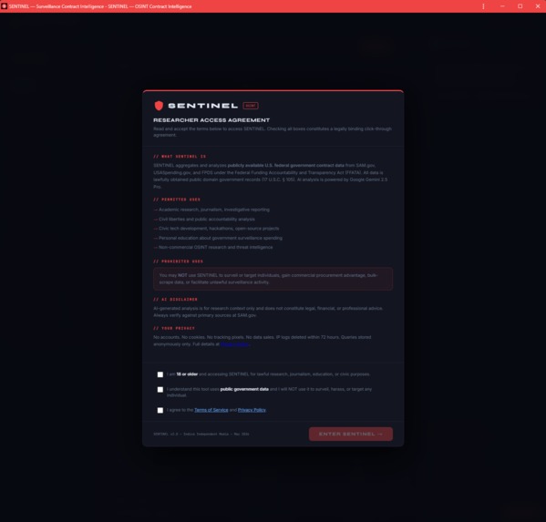 SENTINEL — Surveillance Contract Intelligence Agent – screenshot 1
