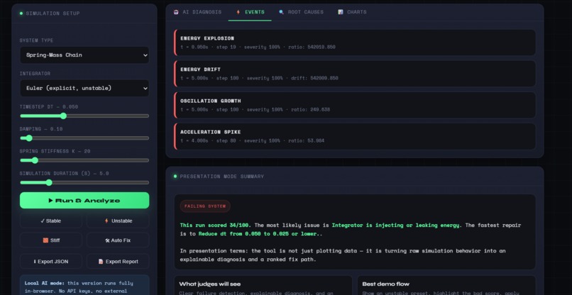 PhysiX AI — Simulation Stability Lab – screenshot 4