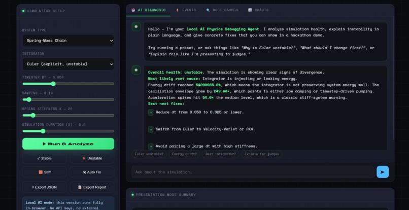 PhysiX AI — Simulation Stability Lab – screenshot 5