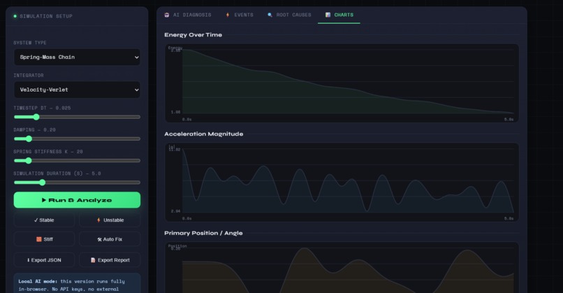 PhysiX AI — Simulation Stability Lab – screenshot 8