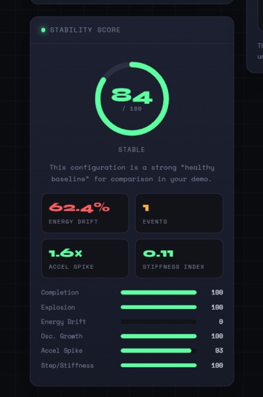 PhysiX AI — Simulation Stability Lab – screenshot 9