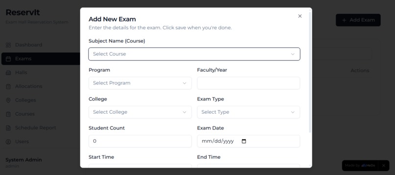 ReservIt: Smart Exam Allocation – screenshot 1