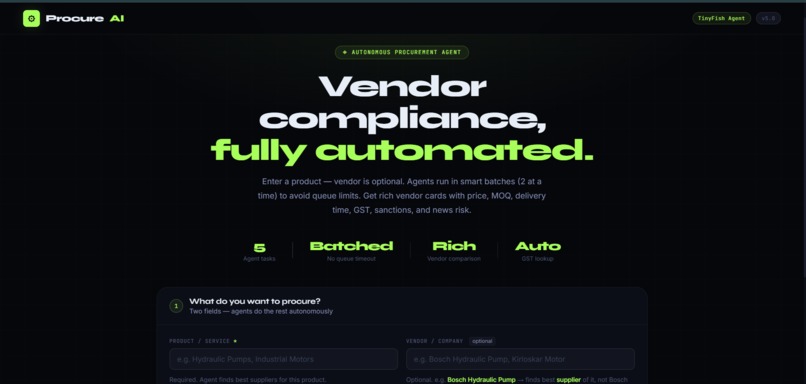 ProcureAI: Autonomous Vendor Compliance Agent – screenshot 1