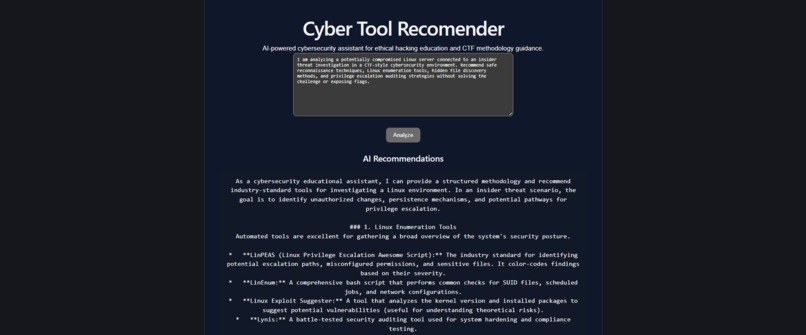 Cyber Tool Recommender – screenshot 1