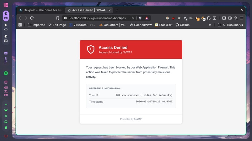 SeWAF – screenshot 1