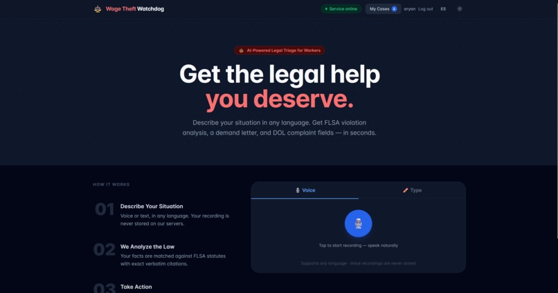 C-LAWD -- Claude-Leveraged AI for Worker Defense – screenshot 1