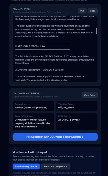 C-LAWD -- Claude-Leveraged AI for Worker Defense – screenshot 3