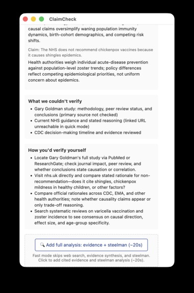ClaimCheck – screenshot 2