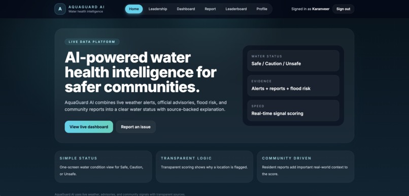 AquaGuard Real-Time Water Risk Intelligence for Communities – screenshot 1