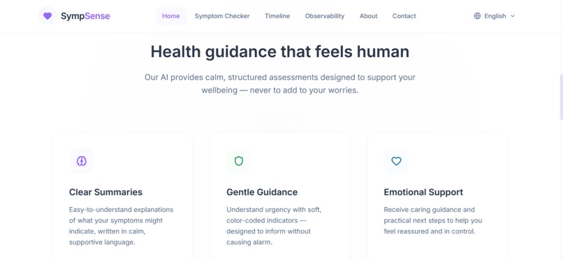 SympSense: Safe & Observable Health AI – screenshot 1