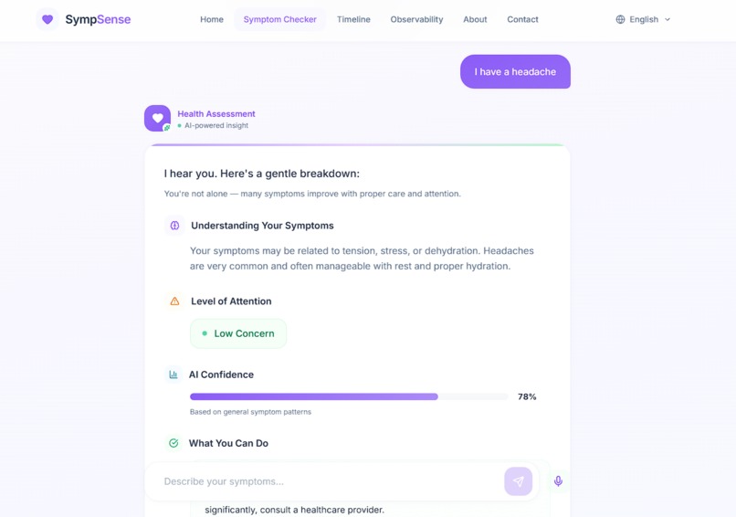 SympSense: Safe & Observable Health AI – screenshot 4