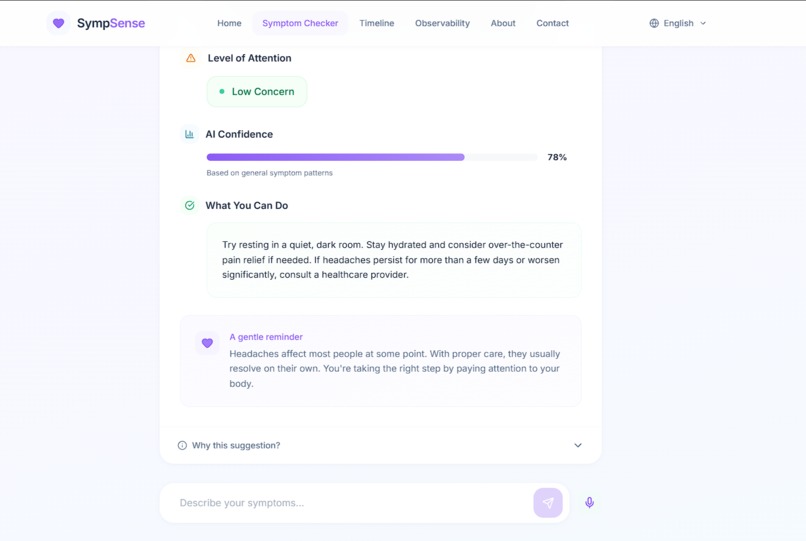 SympSense: Safe & Observable Health AI – screenshot 6