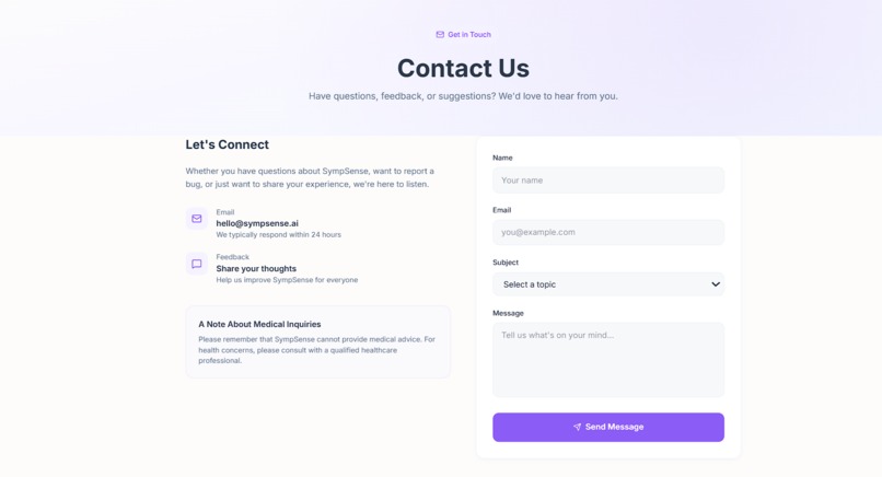 SympSense: Safe & Observable Health AI – screenshot 10