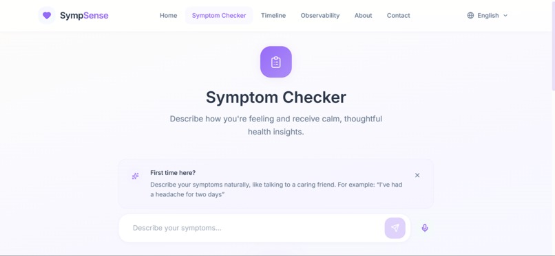SympSense: Safe & Observable Health AI – screenshot 12