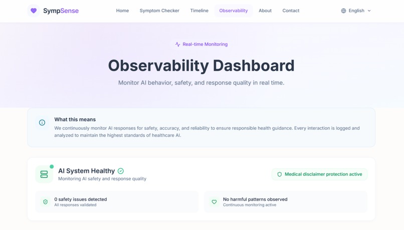SympSense: Safe & Observable Health AI – screenshot 13