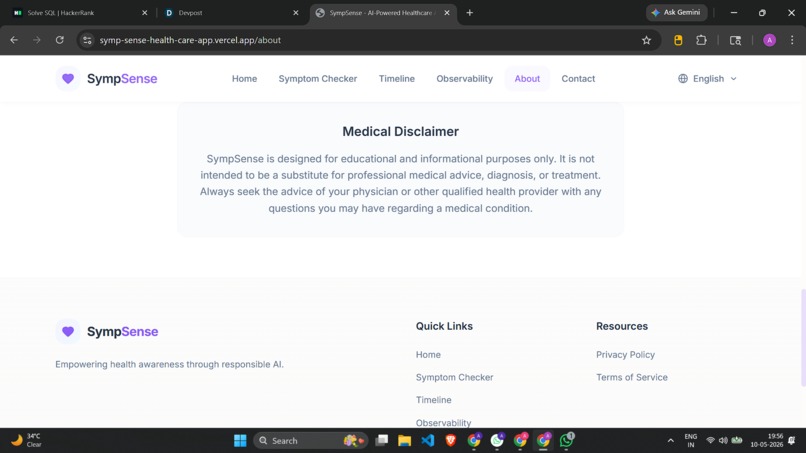SympSense: Safe & Observable Health AI – screenshot 14