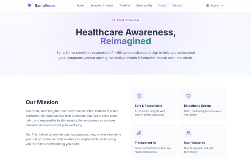 SympSense: Safe & Observable Health AI – screenshot 16