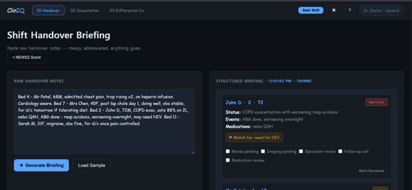 ClinIQ — AI-Powered Clinical Workflow MCP Server – screenshot 1