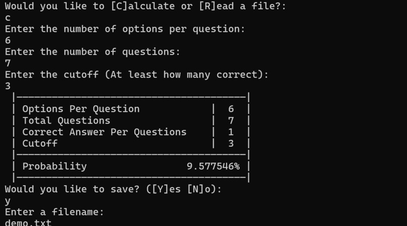 Score Probability Calculator – screenshot 1