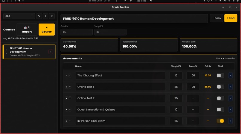 Grade Tracker – screenshot 1