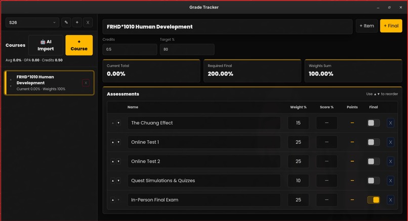 Grade Tracker – screenshot 2