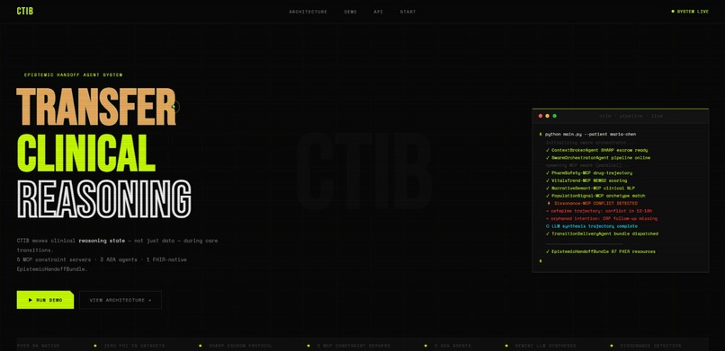 CTIB: Clinical Transition Intelligence Bus – screenshot 1