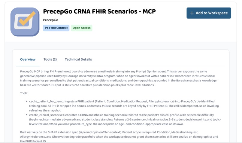 PrecepGo CRNA FHIR Scenarios - MCP – screenshot 2