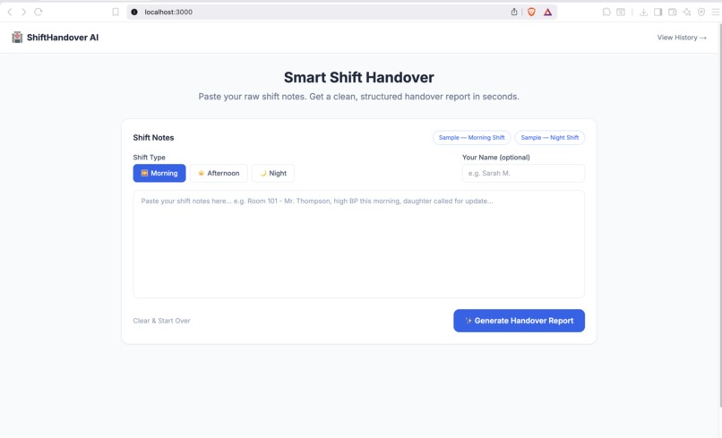 ShiftHandover AI  – screenshot 1