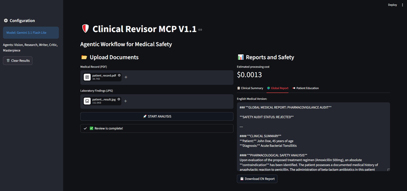 CLINICAL REVISOR MCP – screenshot 1