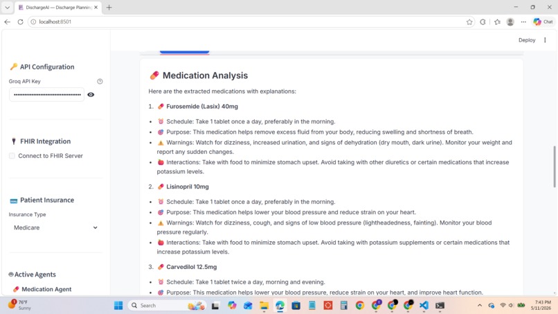 DischargeAI Multi-Agent FHIR Discharge Coordinator – screenshot 5