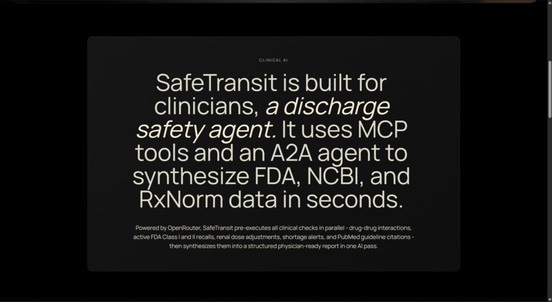 SafeTransit — Clinical AI Agent for Discharge Safety – screenshot 2
