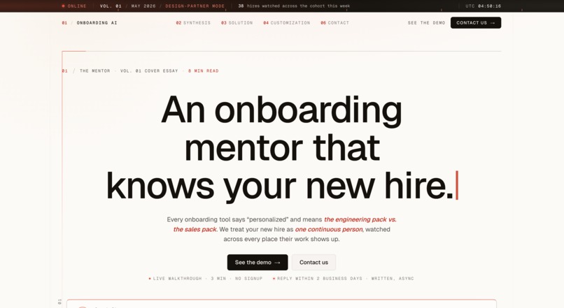 Onboarding Mentor – screenshot 1