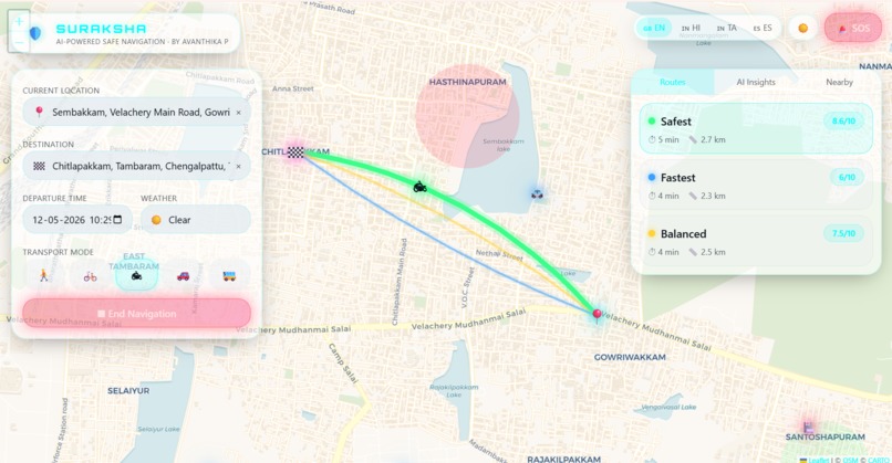 SURAKSHA – AI-Driven Safe Routing System – screenshot 1
