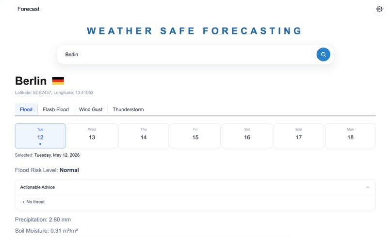Weather Safe Forecasting – screenshot 2