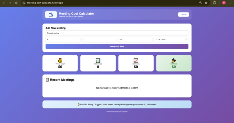 Meeting Cost Calculator – screenshot 3