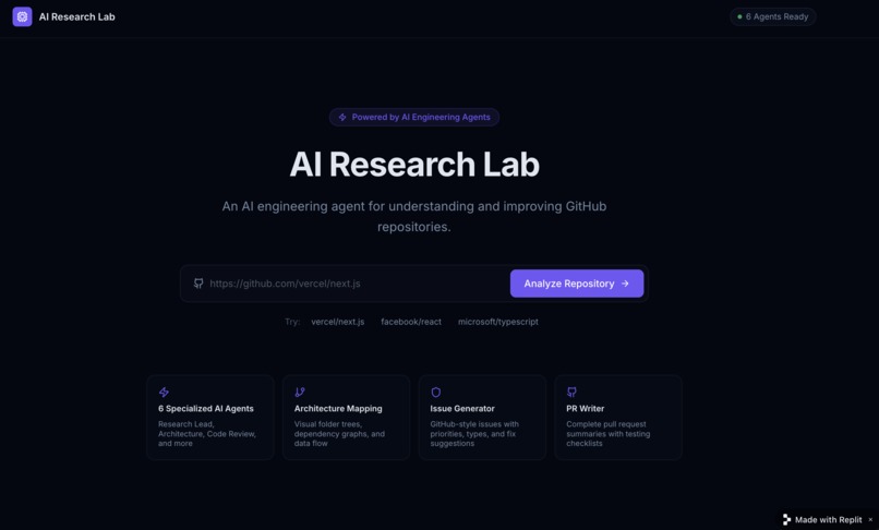 AI Research Lab for GitHub Repos – screenshot 1