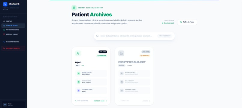 Medichain:Clinical data security system using BlockChain – screenshot 1