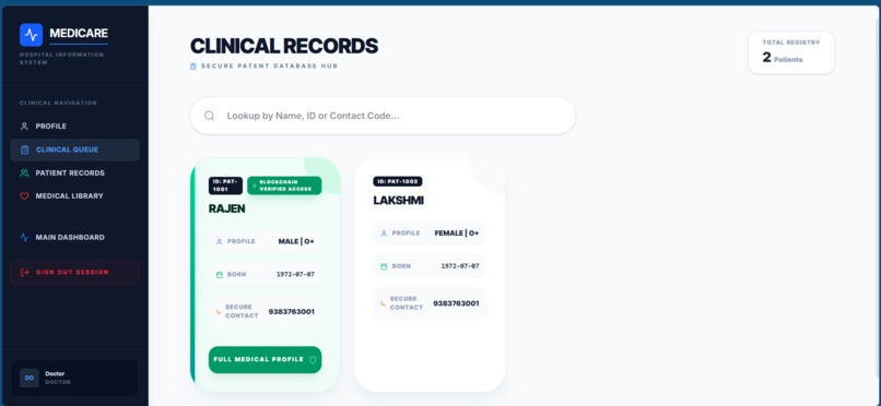 Medichain:Clinical data security system using BlockChain – screenshot 2